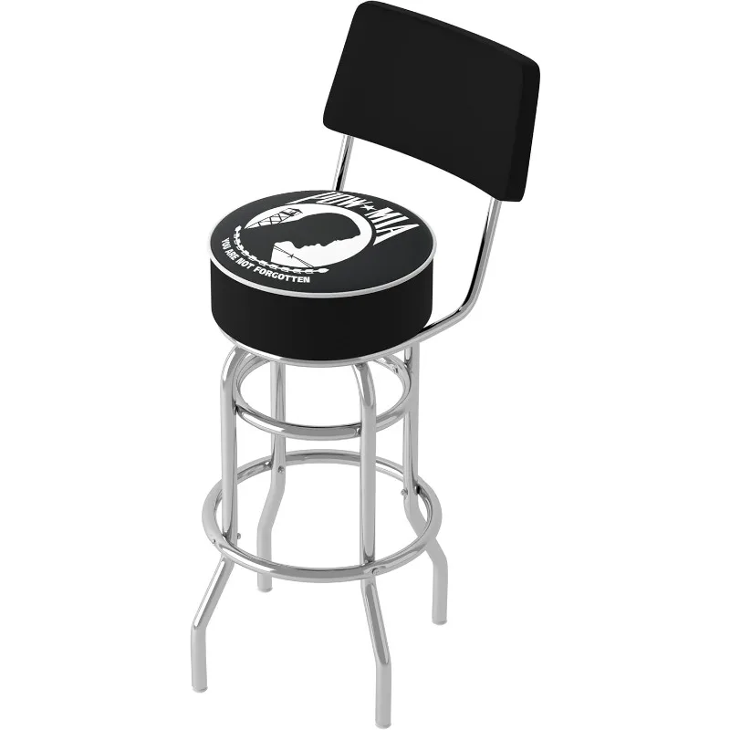 Stool with Foam Padded Seat and Back - Swivel Chair for Game Room, Garage, or Home Bar  Barstools