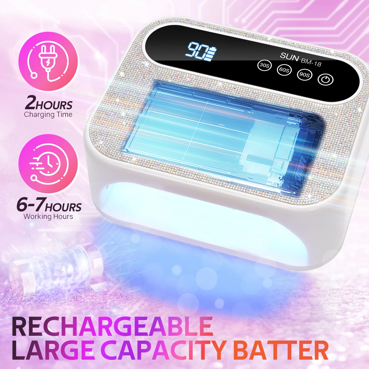 قابلة للشحن 168 واط مسمار تجفيف مصباح مع 3 الموقتات إعداد مسمار مصباح المهنية 42 المصابيح لجل طلاء الأظافر مسمار أداة فنية