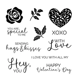 Mangocraft Heart Rose Flower Cutting Dies Clear Stamp Love Valentine's DIY Scrapbooking Metal Dies Silicone Stamp For Card Album