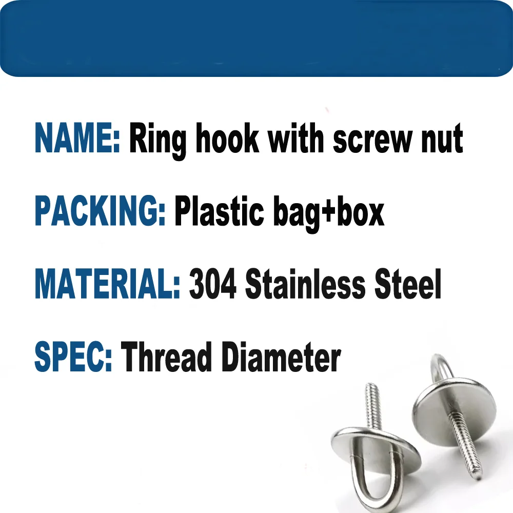 M6 M8 M10 Round Base Lifting Hook 304 Stainless Steel U Shaped Ceiling Mounted Bracket Hook Deck Door Latch Fitting