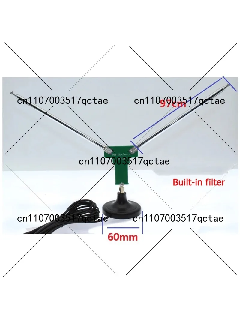 Telescopic V-Dipole Antenna 77M-415MHz FM Aviation Satellite Cloud Map Positive V Sheep Horn Antenna for Enhanced Reception