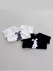 2024 Summer New Baby Short Sleeve T Shirts Cotton Infant Boy Girl Cute Rabbit Print Tees Toddler Casual Versatile Cartoon Tops