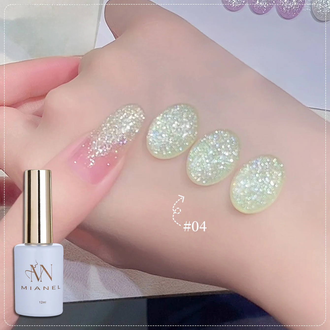 MIANEL 12ML Weißer Nagellack Jimeng Hochzeitskleid Feiner Glitzer-Gel-Nagellack Super Glänzender Glitzer-Nagellack für Nagelkunst-Salon – Detail 36