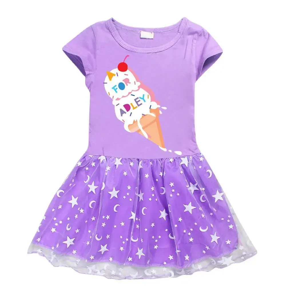 A FOR ADLEY Costume for Baby Girls Summer Short Sleeve Rainbow Dress Kids Wedding Party Vestidos Children Sport Casual Dresses