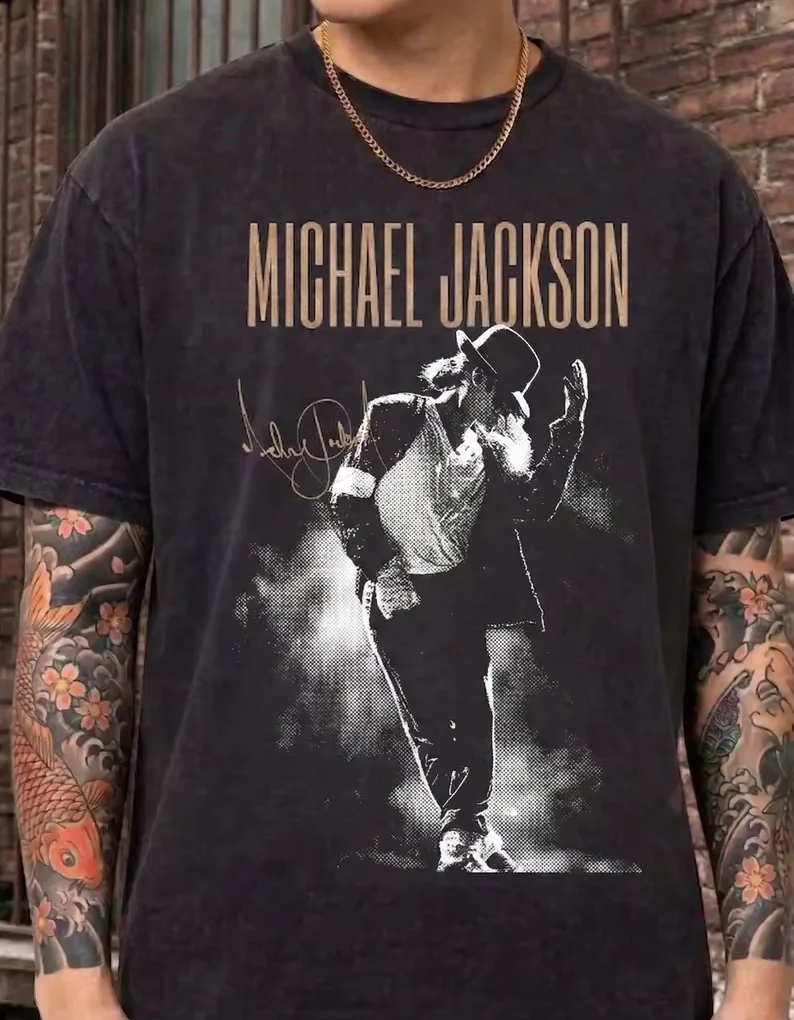 2026 Sommer Michael Jackson Film-T-Shirt Street Unisex 100 % Baumwolle T-Shirts Portrait Loose Casual Y2K Lockeres Qualitäts-Shirt – Detail 5