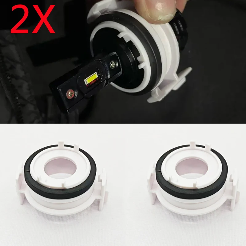 2X H7 Car LED Headlight Bulbs Retainer Base Holder Adapter For BMW E46 E65 E90 3 Series 325ci 325i 330ci 330i M3 328Ci 323i
