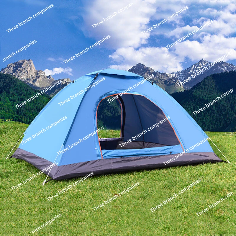 Easy-to-Put-up Tent Building-Free 2-3 Person Portable Folding Sun Protection Rain Proof Double Door Design Outdoor Camping Tent