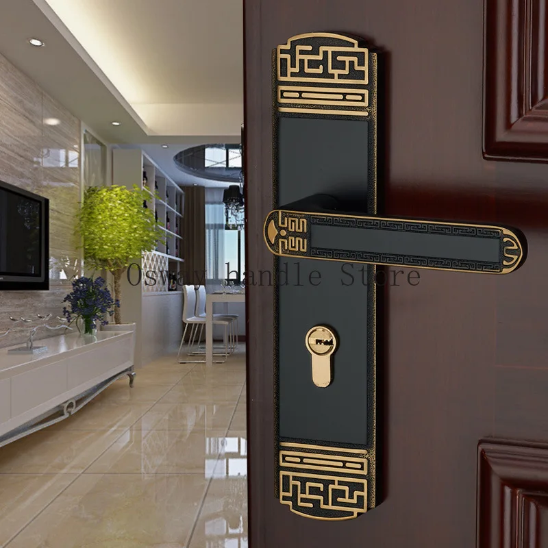 

Modern Pure Copper Anti-theft Mechanical Door Locks Interior Bedroom Silent Handle Gate Lock Hotel Hardware Supplies