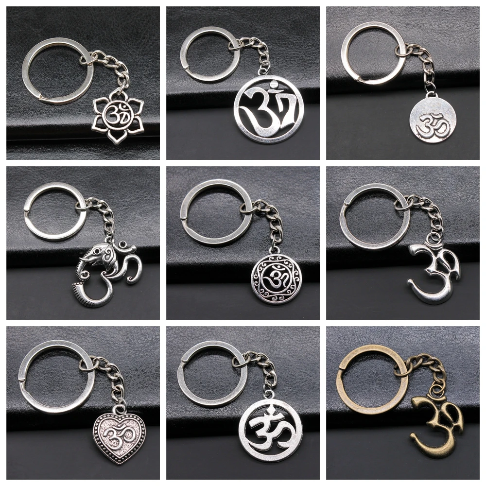 OM Buddha Buddhist Yoga Keychain KeyRing Yoga OM Pendant Keychain Women Bag Hangle Car Jewelry Accessories