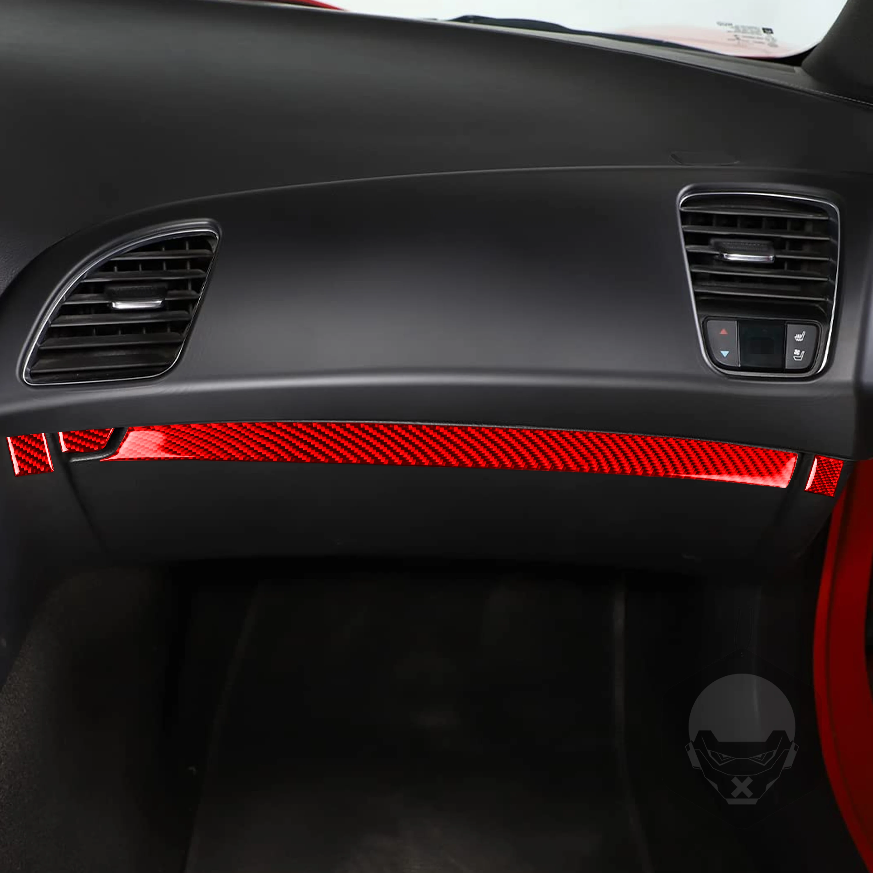 For Corvette C7 Accessories Interior 2014-2019 Co-pilot Storage Box Carbon Fiber Trim Decal Auto Decoration Sticker Piano Black