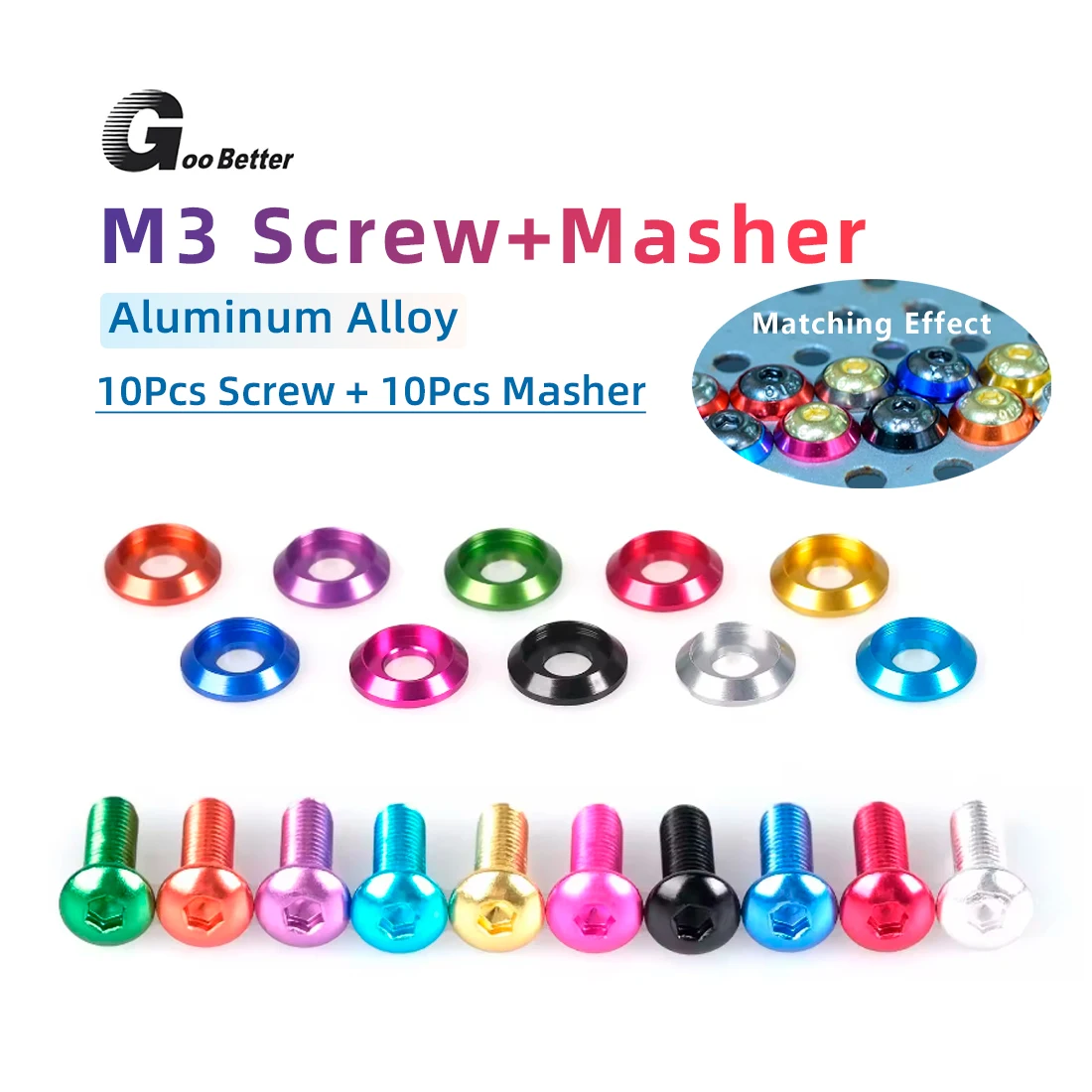 

5Pcs M3 Color Aluminum Hexagon Socket Half Round Head Hexagon Screws, Aluminum Alloy Anodized Diy, Multiple Colors Available
