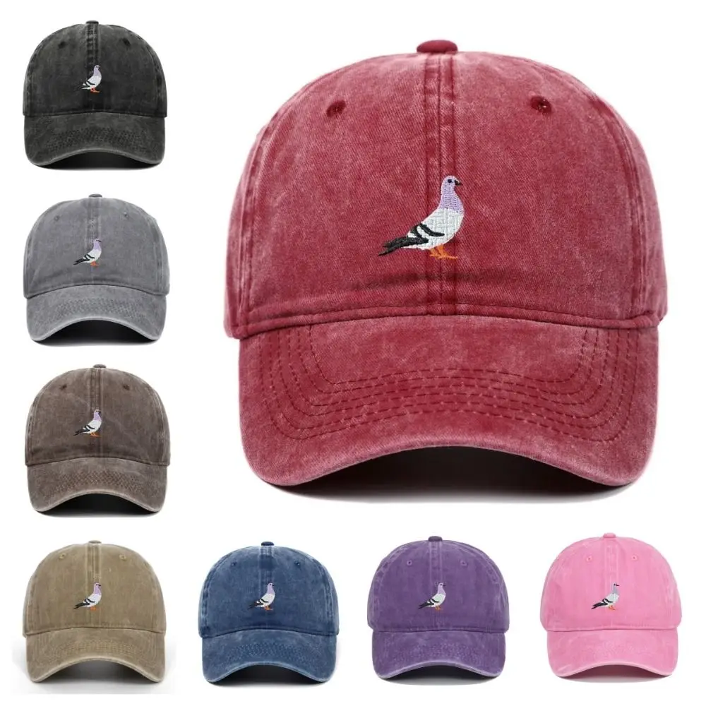 Pigeon Embroidery Pattern Baseball Cap Outdoor Sports Adjustable Baseball Hats Casual Visors Distressed Faded Cap All Seasons