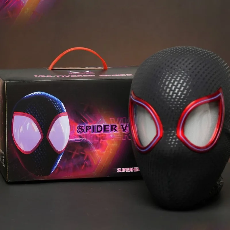 Spider Man: Across The Spider Verse Electric Eyes Movable Mask Cos Miles Gwyn Head Cover Blinking Mask Adult And Children's Gift