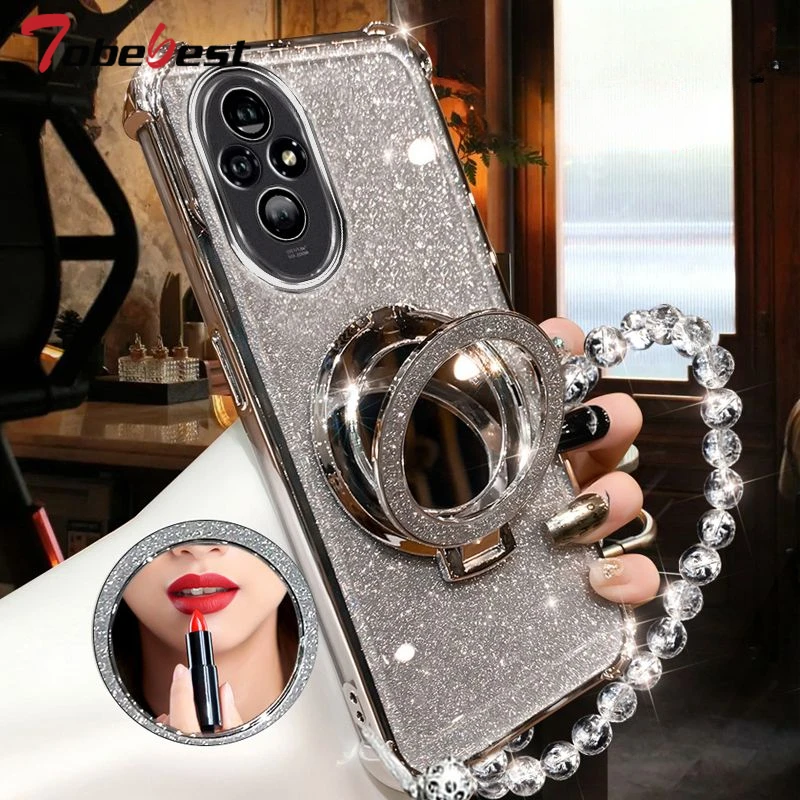 Shockproof GLITTER Plating Crystal Bracelet Magsafe Phone Holder Case For Huawei Honor 200 100 90 80 70 60 Pro Cover image 5
