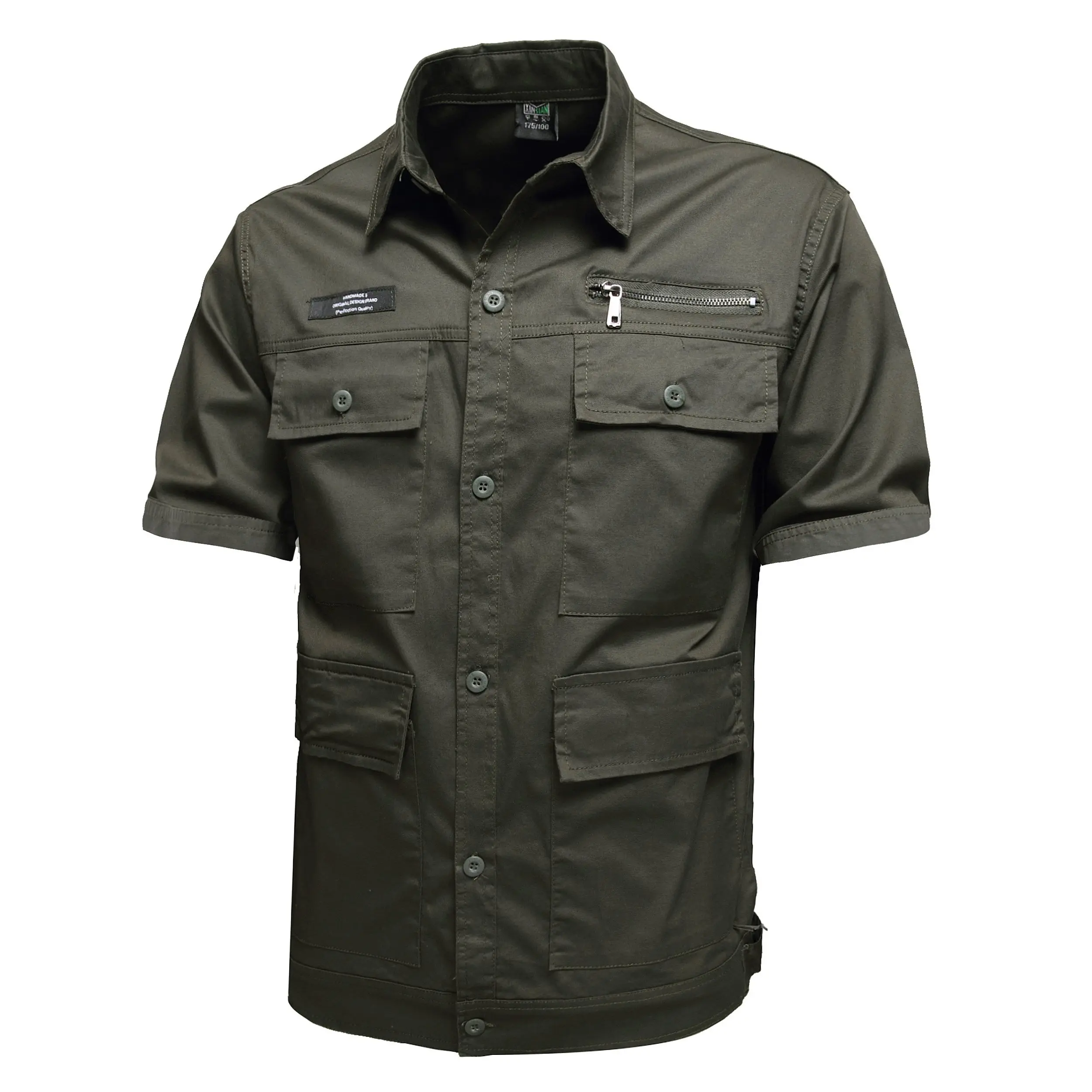 

Летняя хлопковая рабочая рубашка с коротким рукавом для мужчин, тонкая, камуфляжная, износостойкая, для сварки, спецодежда для защиты труда