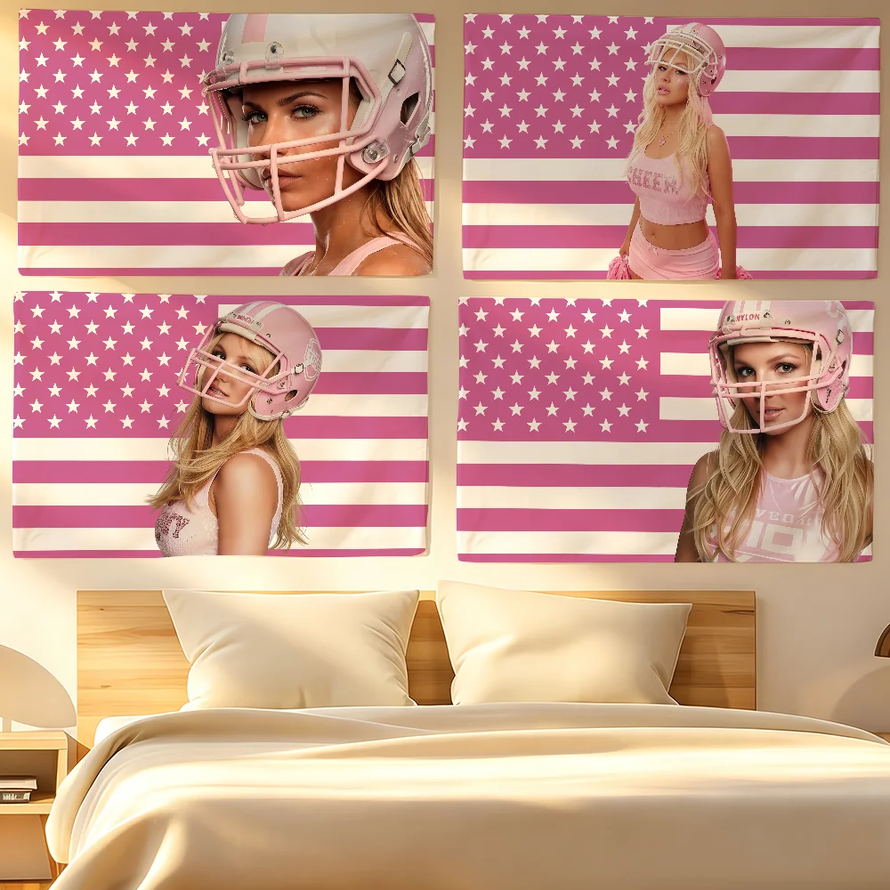 Singer B-Britney S-Spears Flag Tapestries For Classroom Dormitory Camping Picnic Party Cheering Home Indoor Outdoor Decor