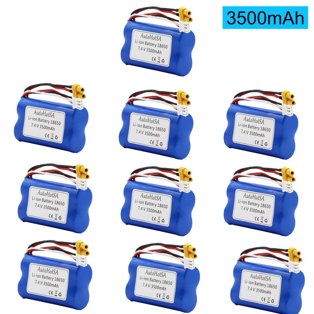 

Li-ion Battery For Huina 580 550 583 582 1580 1583/Henglong RC Cars Drone spare parts 18650 7.4V 3500mah XT30 Plug toys Battery