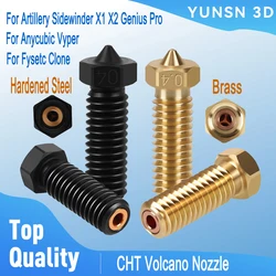 For Artillery Sidewinder X1 X2 Genius Pro Vyper Clone CHT Volcano Nozzle High Flow Three-eyes 3D Printer Parts Hard steel Brass