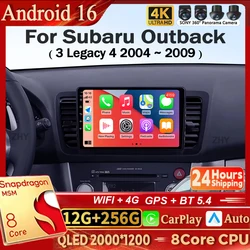QLED Android 16 For Subaru Outback 3 Legacy 4 2004 2005 2007 2008 2009 Car Radio Multimedia Video Player GPS Navigation DVD 2Din