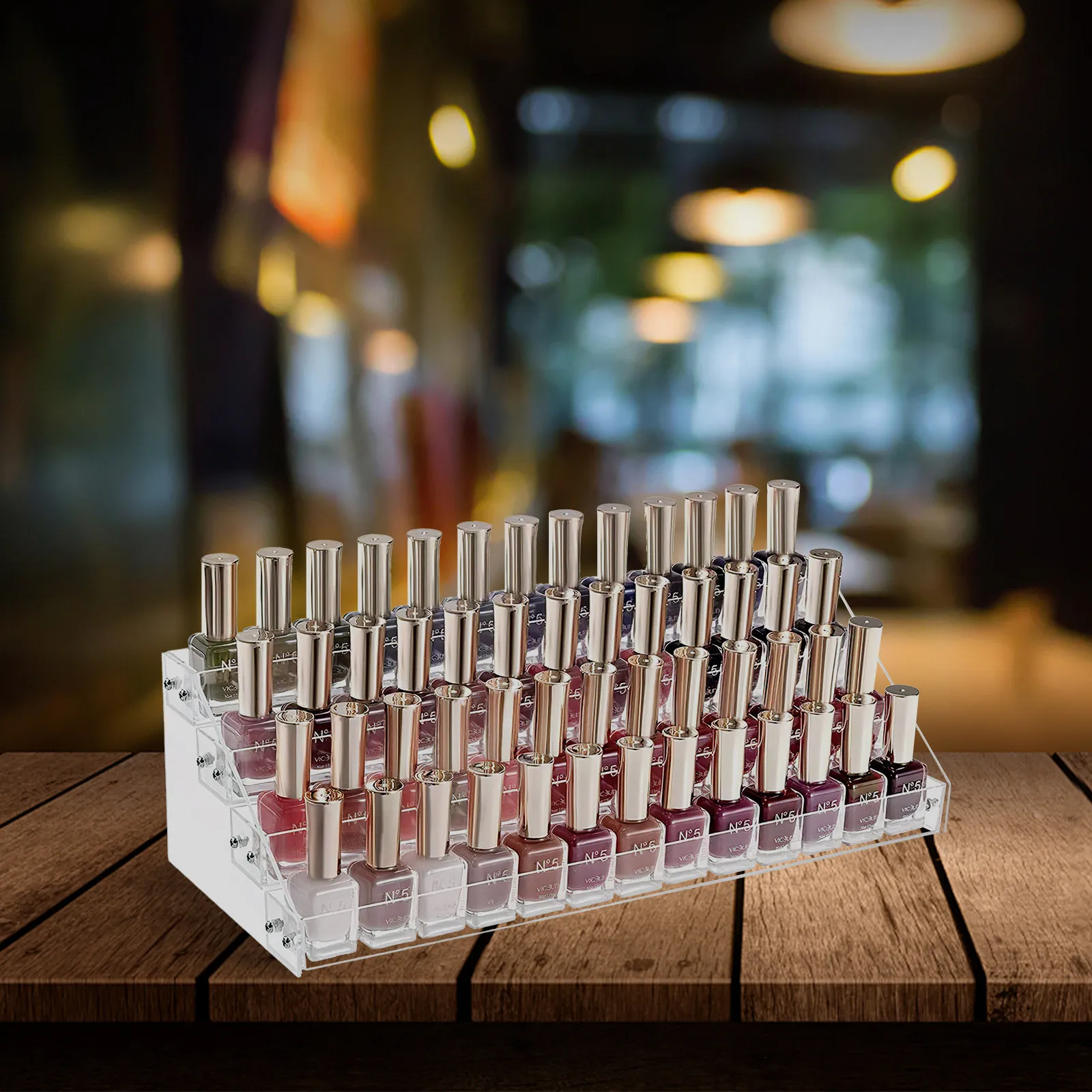 

Acrylic Nail Polish Display Holder Four-Layer Organizer Transparent Lipstick Storage Rack Desktop Dresser Clear Manicure