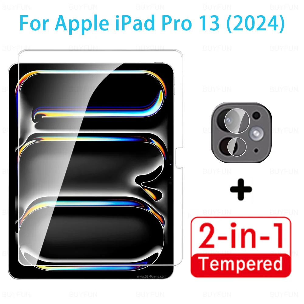 

2in1 Tablet Tempered Glass For Apple iPad Pro 13 inch 7th iPadPro 5th Generation 2024 Air 11 6th iPadAir Camera Screen Protector