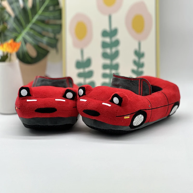 Red Car Plush Slippers Fun Vehicle Shape Stuffed Shoes Indoor Slippers Women Men warm House Slipper Christmas Gifts