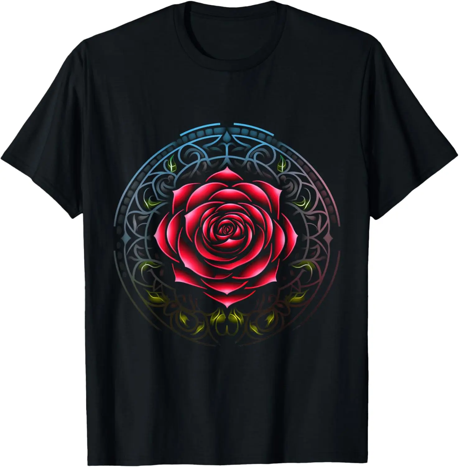 

Rose Mandala Artwork Flower Graphic Art Rose T-Shirt