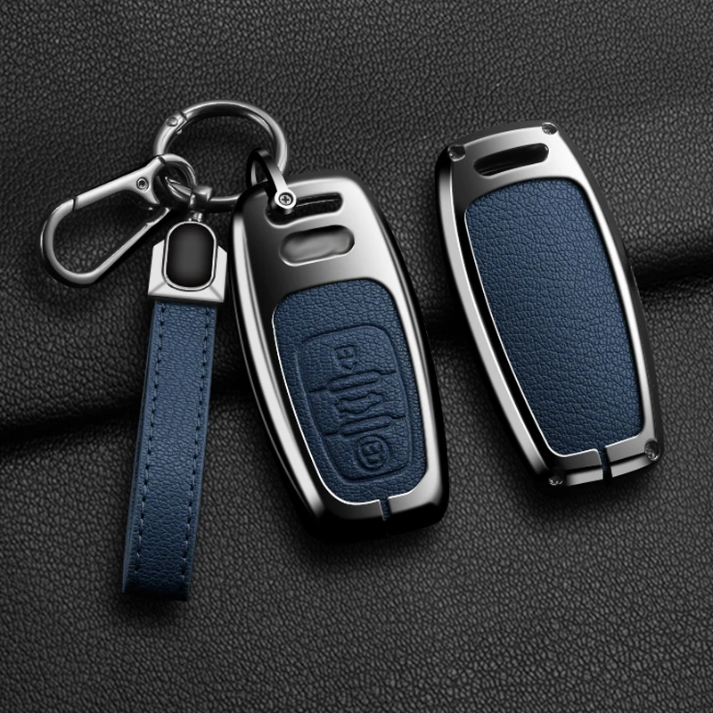 

High quality zinc alloy leather car key case suitable for Audi A3 A4 A6 C8 A7 S7 4K A8 Q5 S8 Q7 Q8 SQ8 car key protection case