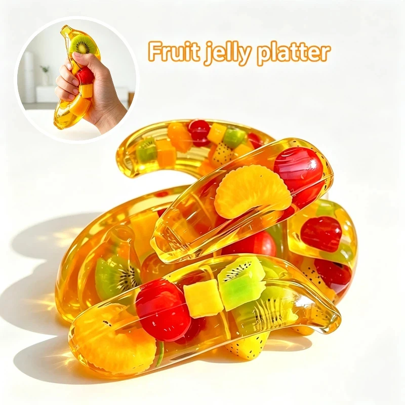 Maltose Banana Squishy Slow-rise Fruit Jelly Squeeze Ornament Translucent Maltose Syrup Texture For Anxiety Relief & Desk Decor