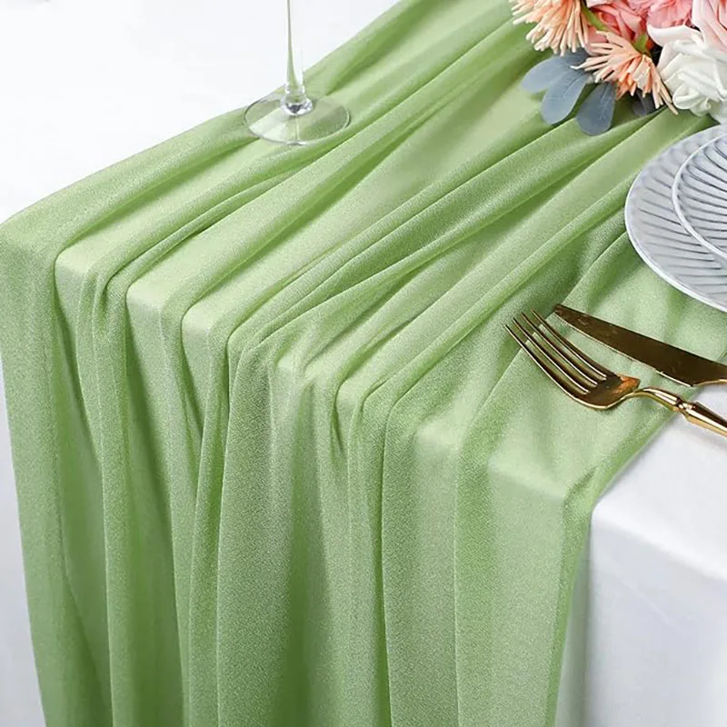 Chiffon Table Runner Luxury Sheer for Wedding Rustic Boho Party Bridal Shower Birthday Christmas Decorations