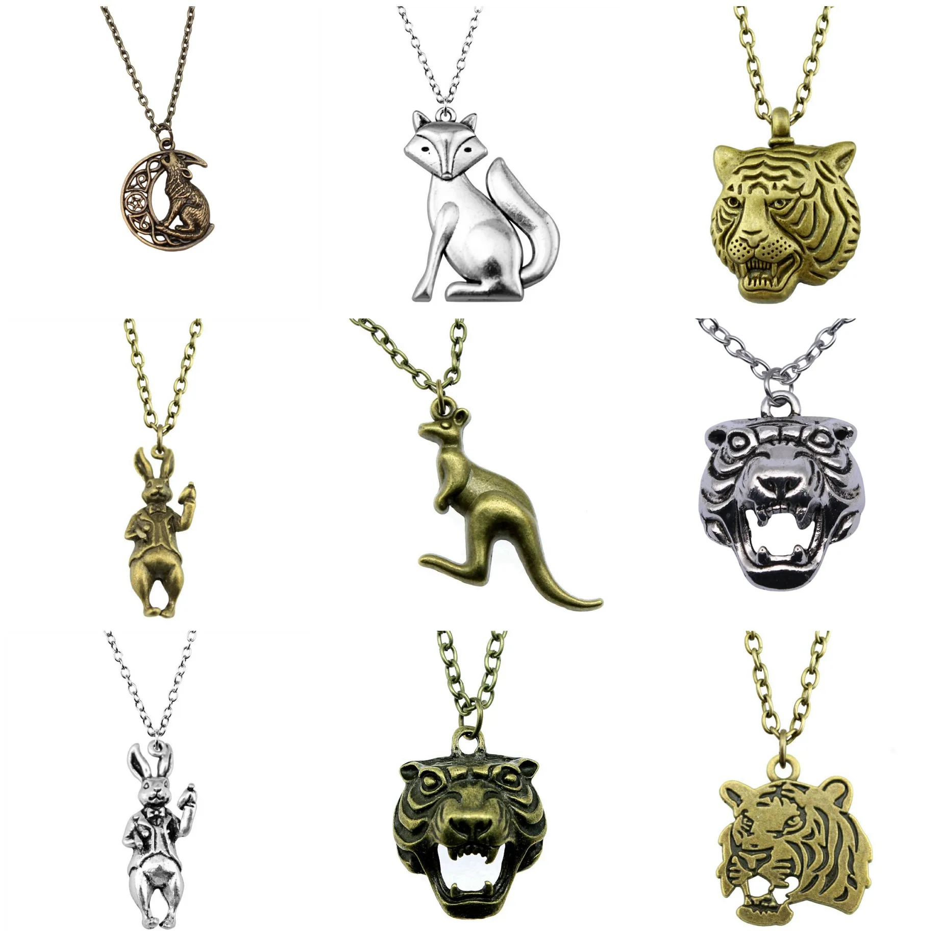 Tiger Jungle Animal Wild Theme Charm Necklaces Pendant Necklaces With {CHAIN} For Women Fashion Jewelry