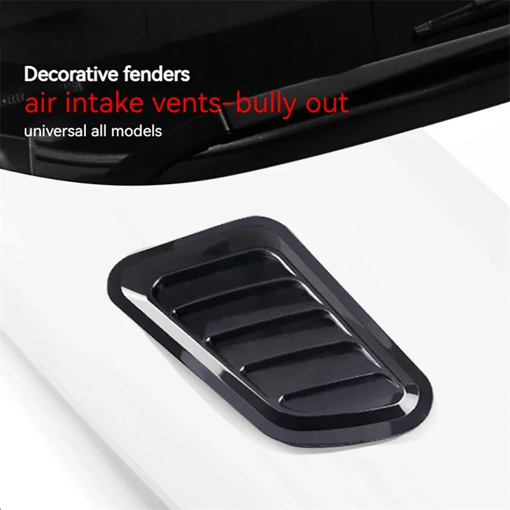 2PCS Universal Car Tuning Hood Carbon Fiber Air Flow Intake Decoration Hood Scoop Bonnet Vent Cover Stickers Decoration Styling