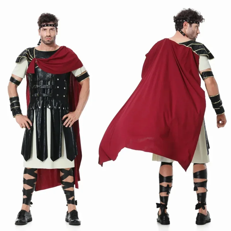 SN88 Ancient Roman Warrior Gladiator Costume Adult Kids Men Boys Uniform Halloween Dress Up Party Knight Roman Solider Fancy Dre