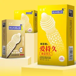 Ultrathin Ribbed Condoms Long-lasting Sex Toys with Dotted Granular Threaded Passionate Lock Sperm Stimulation for Men Sex Goods