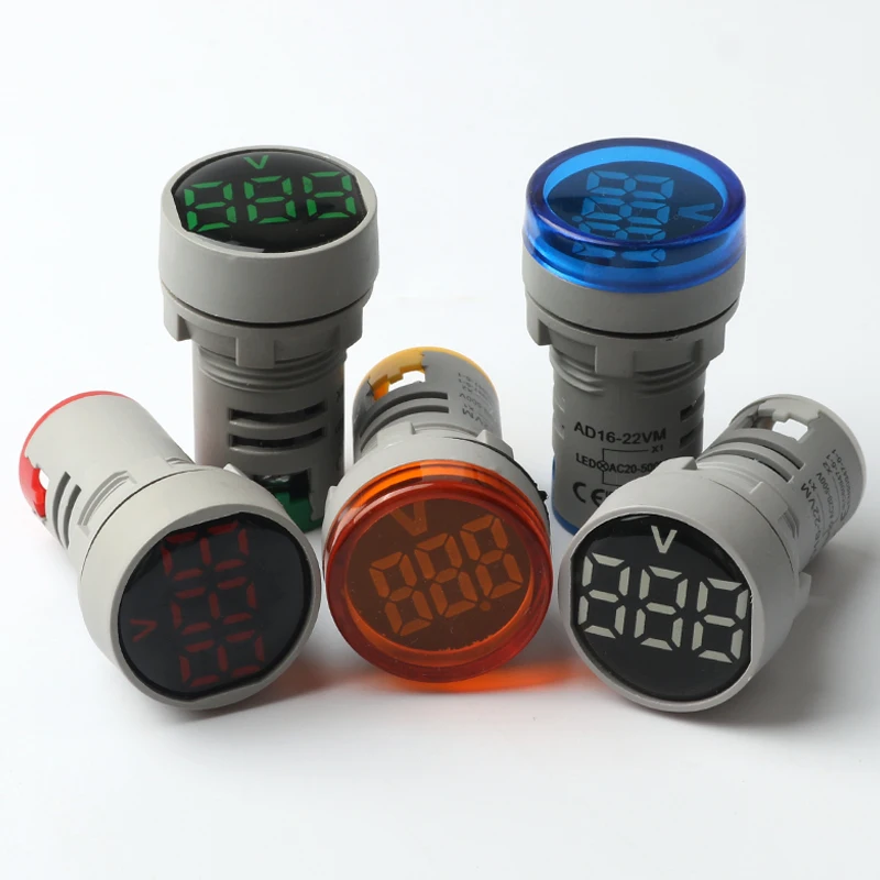 22mm Round Mini Digital Voltmeter AC 20-500V Volt Voltage Tester Meter Monitor Power LED Indicator Pilot Lamp Light Display