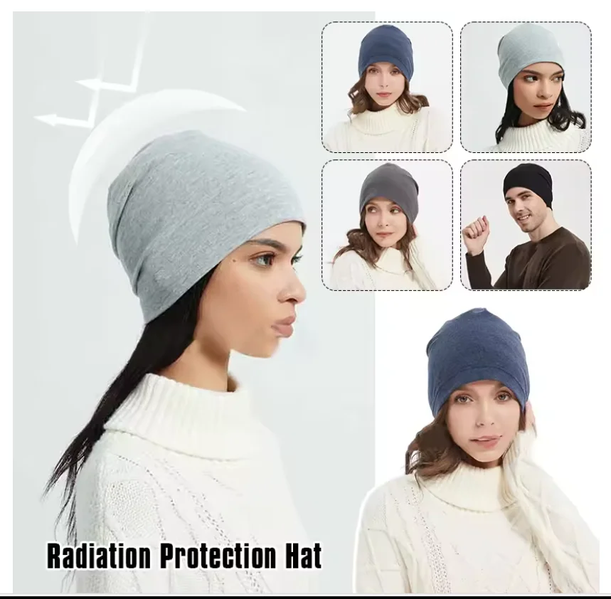EMF Protection Hat, Anti Radiation, EMF RF Radiation Shielding Silver Fabric. High Shielding Efficiency 99.99% for Adult.