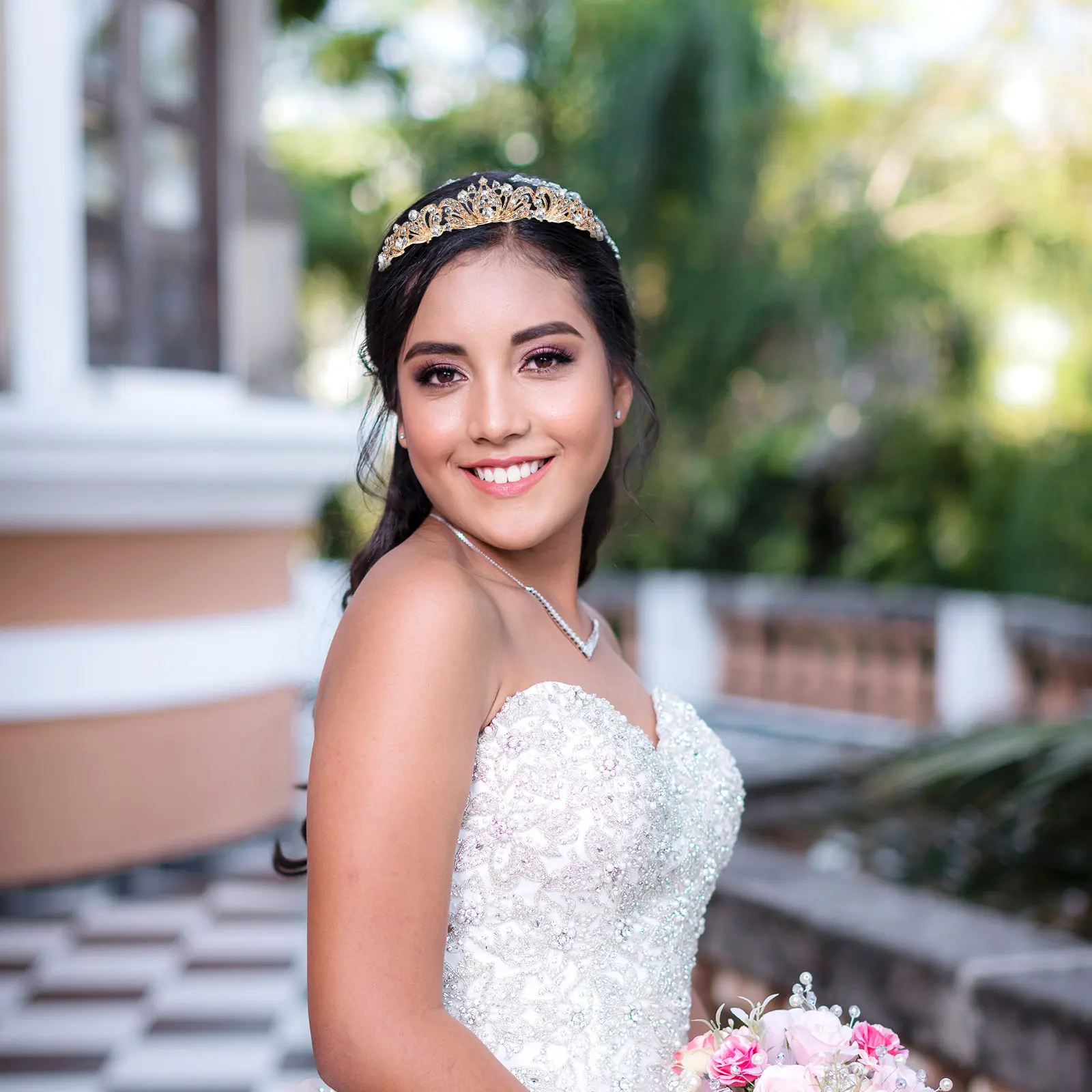 

Premium Bridal Crown Rhinestone Wedding Headpiece for Bride Elegant Tiara Hair Jewelry Comfort Fit All-Day Wear Prom Birthday