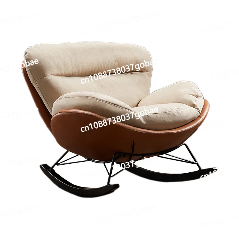 Leisure Living Room Home Bedroom Egg Shell Modern Lazy Rocking Chair Small Apartment Sofa Wood Recliner