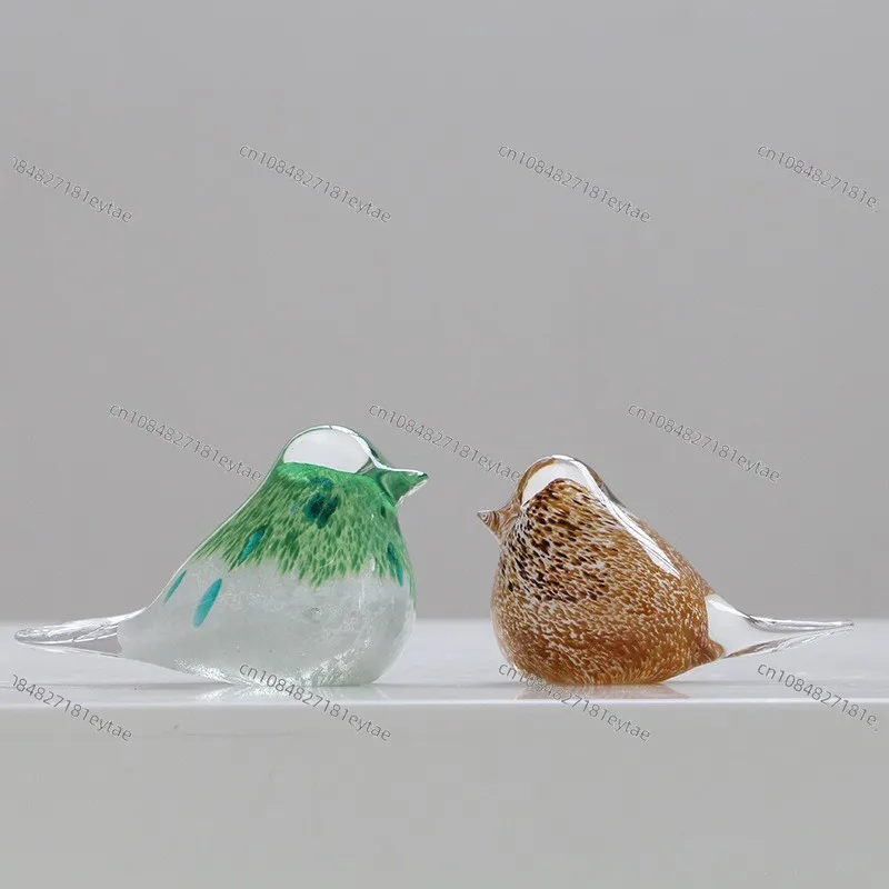 Blown colored glazed bird ornament countertop glass ornament wedding housewarming graduation gift model room furnishings