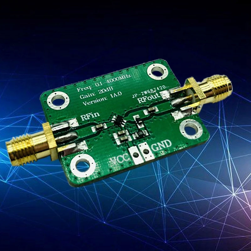 Novo amplificador rf 0.1-4000mhz, banda larga, micro-ondas, módulo amplificador rf, ganho 20db, baixo consumo de energia