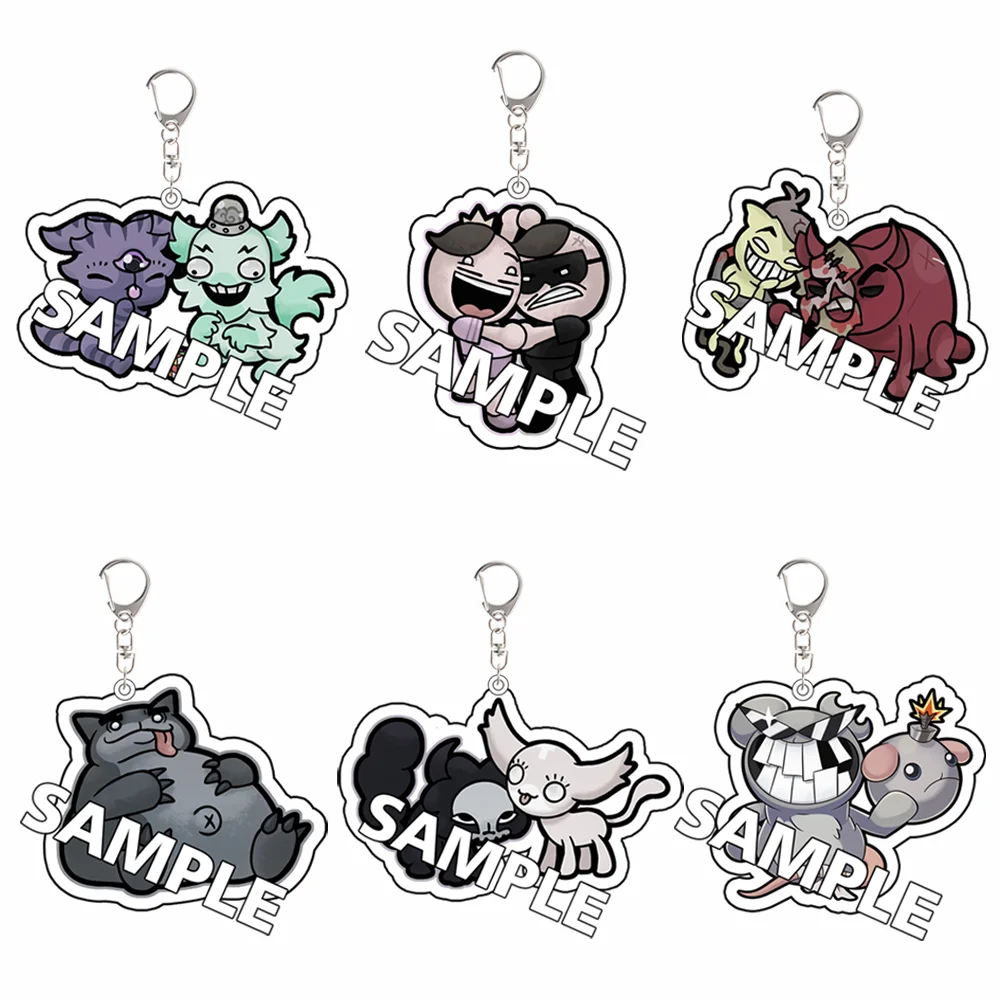 Llavero de acrílico de 5 cm con diseño de personajes de dibujos animados personalizados: Rat, Hippo, Guillotina, Gein, Gein Marshmallow. Colgante decorativo y regalo para periféricos de videojuegos.