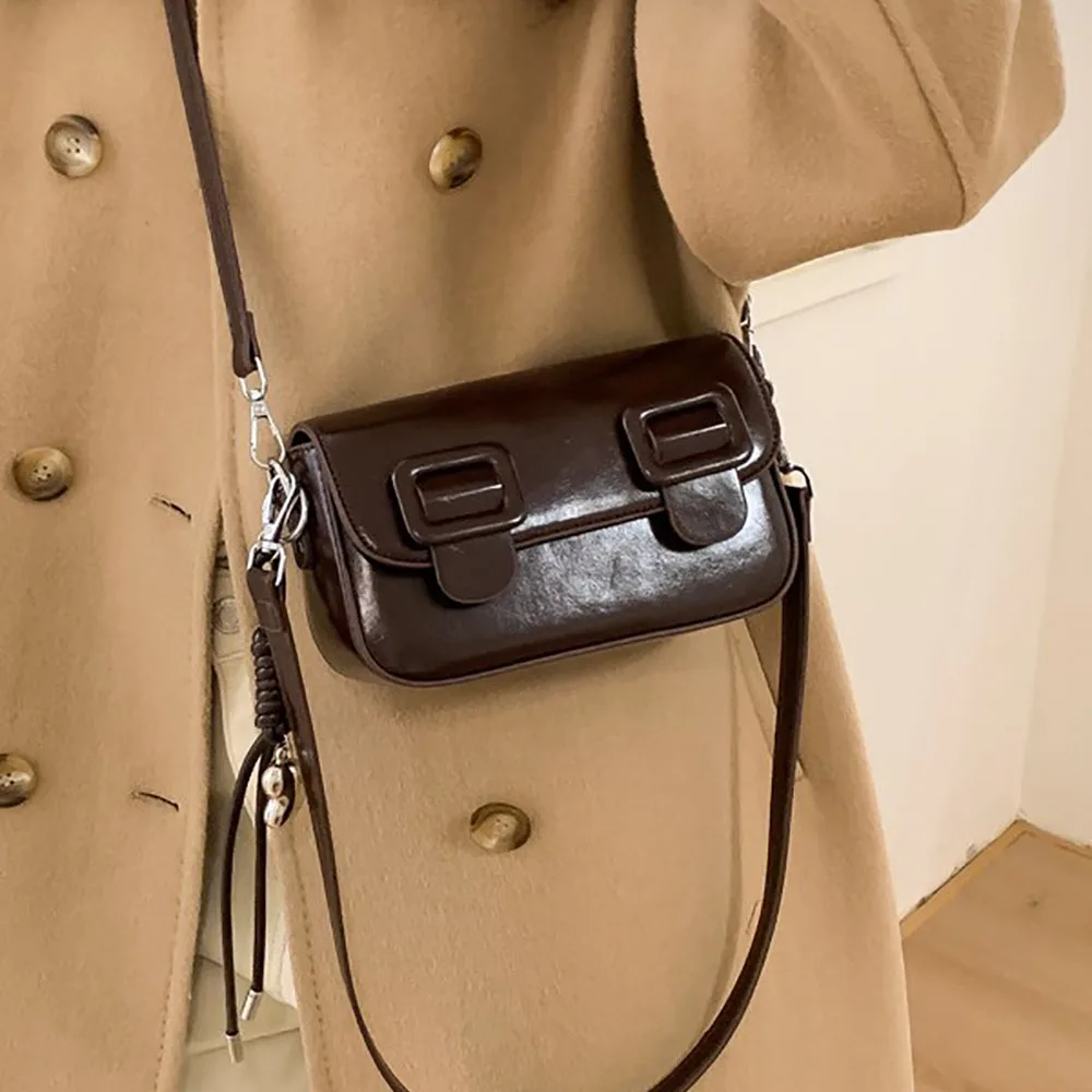 High Grade Square Crossbody Bag for Women Temperament All-Match Pu Buckle Zipper Messenger Bags Daily Commute Shoulder Packs