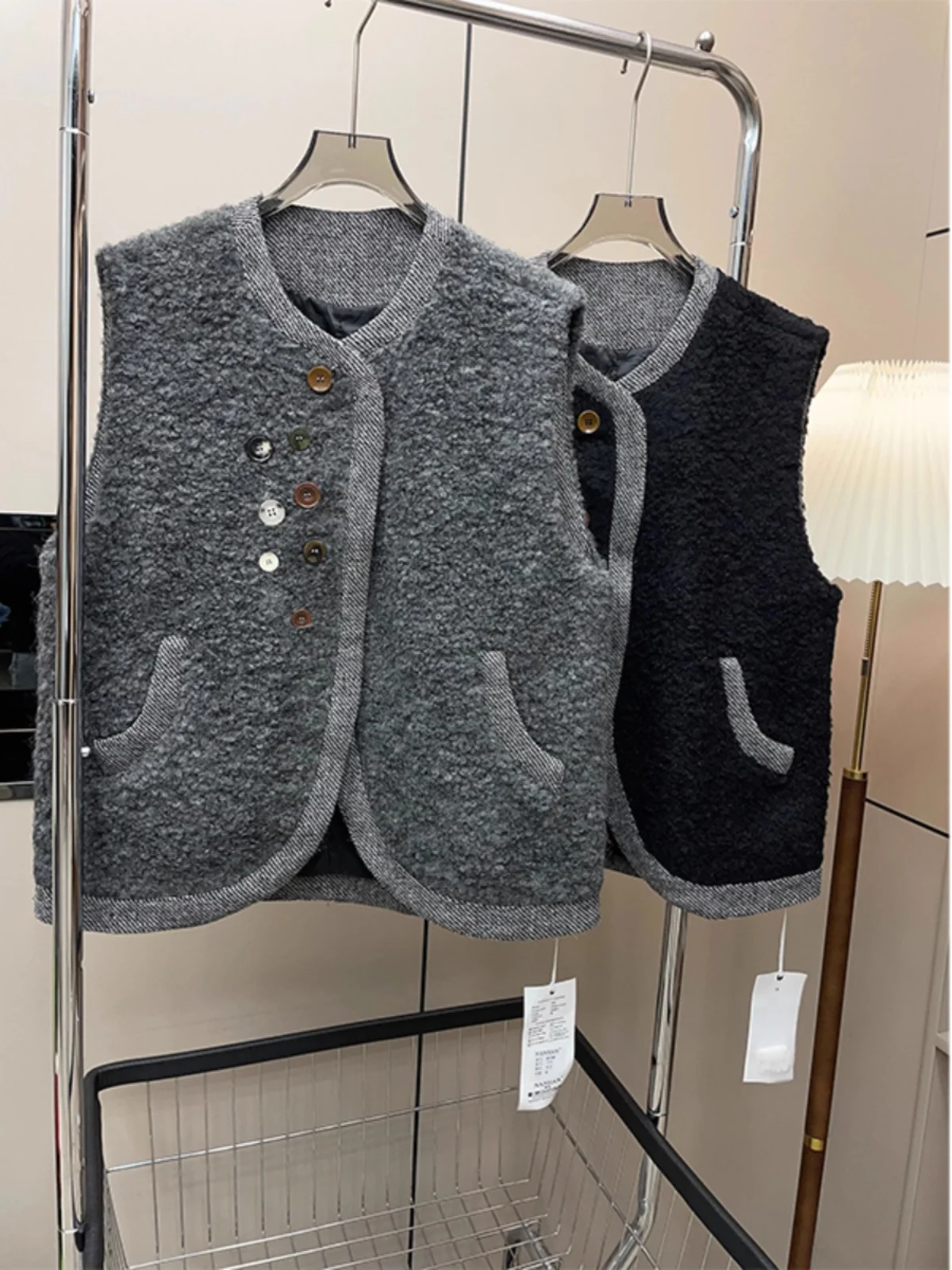 

Свитер-жилет больших размеров 300 Pou, свободный крой, унисекс, осенне-зимняя верхняя одежда, для многослойных образов, повседневный стиль, молодежный тренд