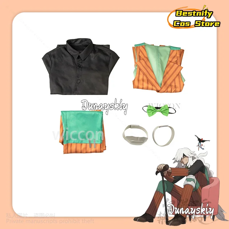 CosplayLEGENDS فروي مون تأثيري AZ أنيمي زي البرتقال شريط موضة الدعاوى سترة الأخضر ربطة القوس فيونكة طويلة الأبيض الباروكات هالوين الدعاوى