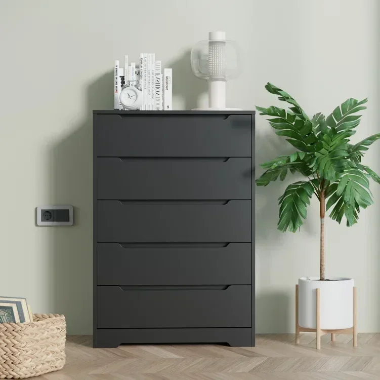 

#For 5 Drawer Dresser Cabinet Bedroom Furniture Easy Assembly Wood Chest of 5 Drawers Big Cut-Out Handles Storage Cabinet&