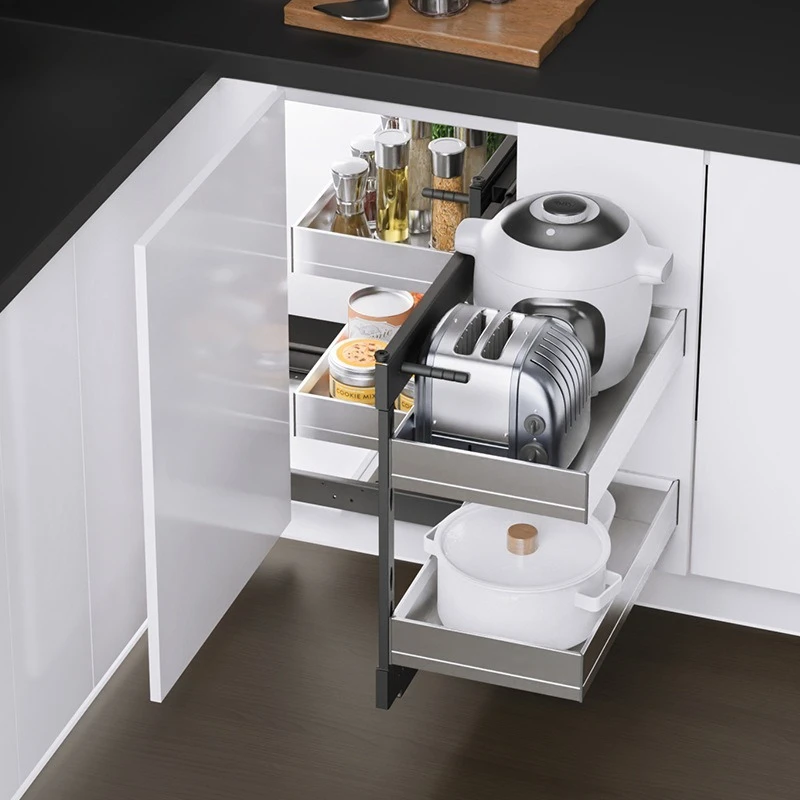 Kitchen Sink Rack Pull Out Kitchen Storage Rack Stainless Steel Cabinet Storage Racks Stabe Sliding Drawer Shelf Organizer