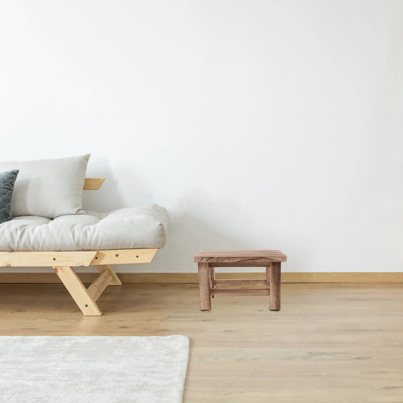 

Solid Wood Small Stool Vintage Style Shoe Changing Bench for Kids Adults Bathroom Living Room Decor Footrest Step Stool