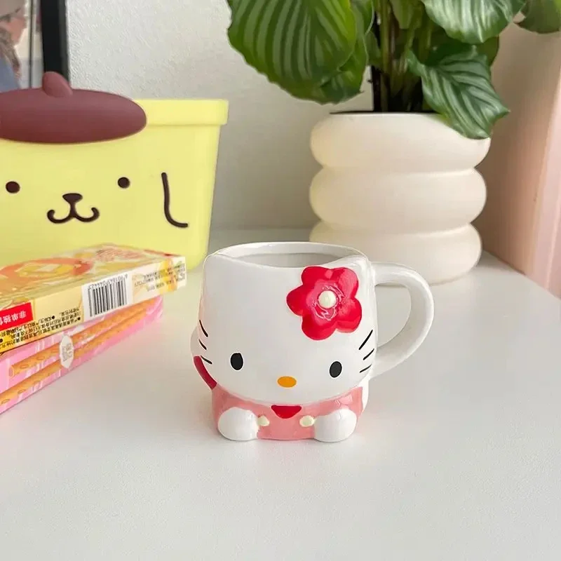 Sanrio Hello Kitty Kuromi My Melody Pompom Purin Anime Cartoon Ceramic Mug 2k Couple Same Mug Fun Shape Kawaii Water Cup Gift