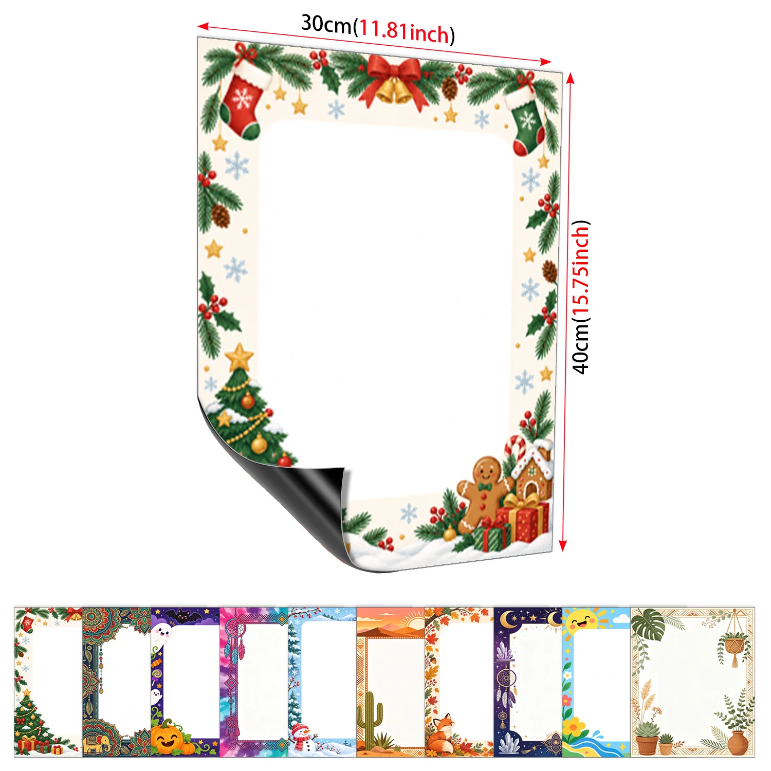 Cartoon landscape pattern magnetic whiteboard sticker 11.81x15.75 inches reusable erasable household refrigerator memo sticker