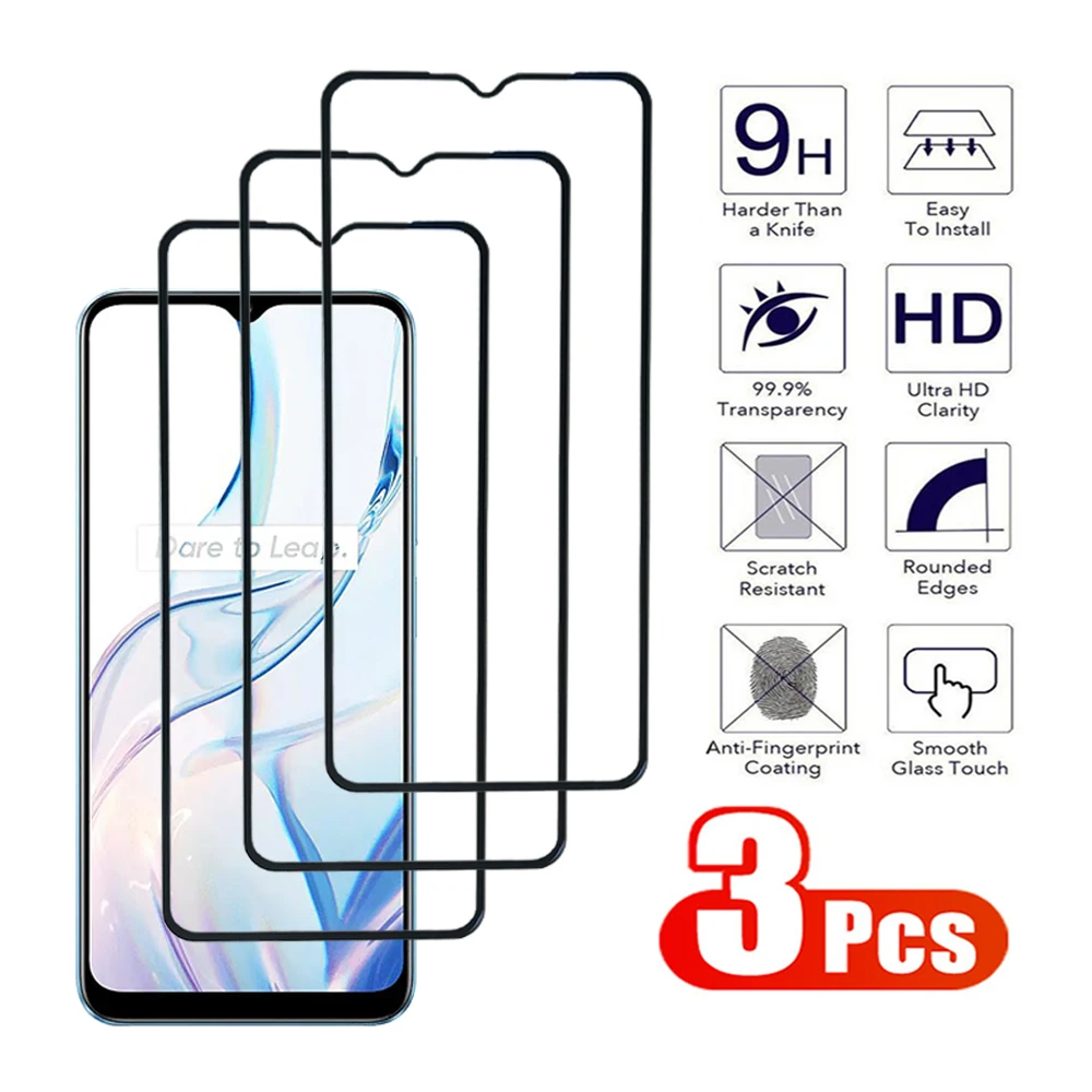 3 pz vetro temperato trasparente per Realme C20 C21 C25 C30 C31 C33 C35 C51 C53 C55 protezione dello schermo per Realme C25s C30s Film